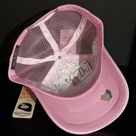 Von Dutch Rhinestone Bling Light Pink SnapBack Trucker Hat 2000s - Picture 9 of 12